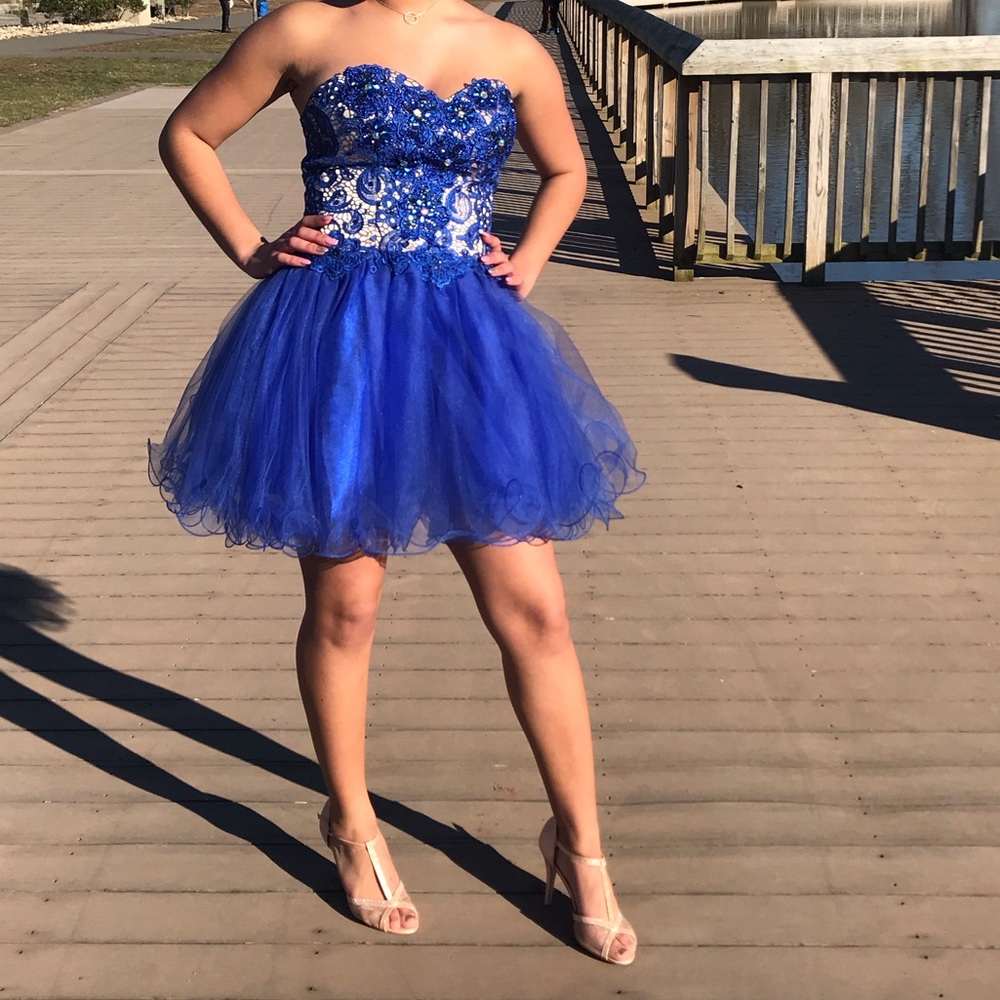 Blue short prom sweet 16 dress
